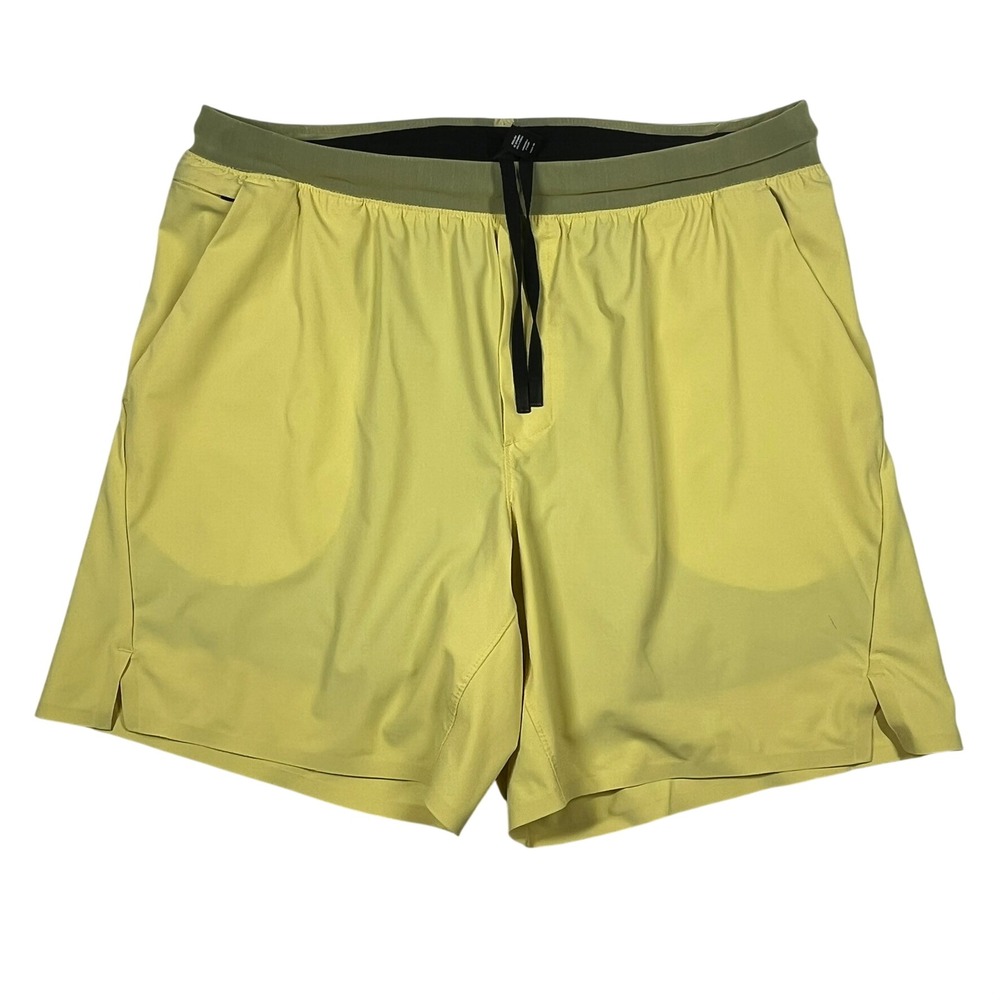 Ten Thousand Set Short Mens Large Yellow Lined Athletic Training 6.5" *Flaw